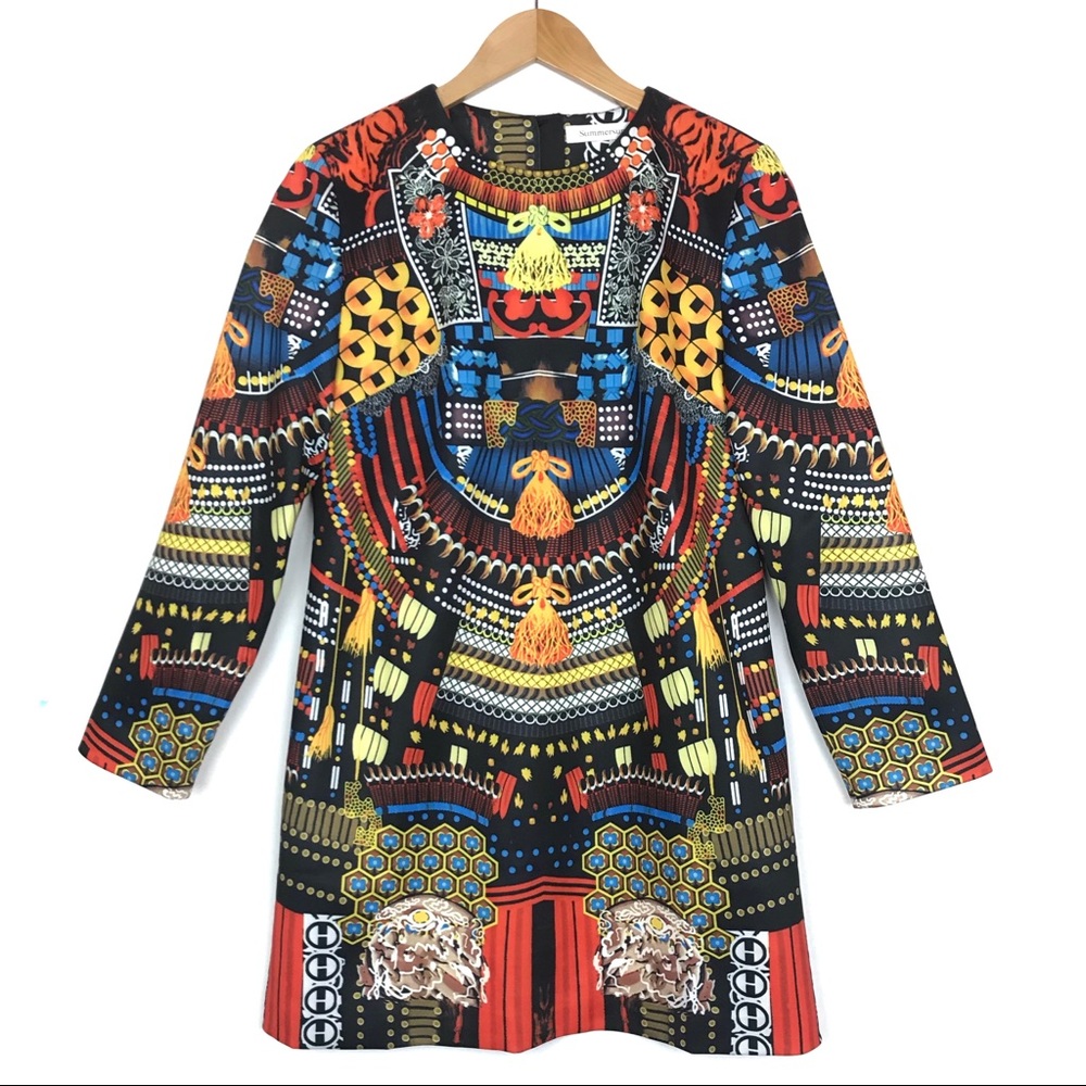 Abstract Print Scuba Shift Mini Dress